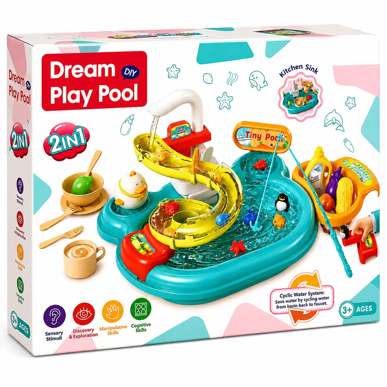 2-in-1 DIY Play Pool & Kitchen Sink Set 2-in-1 DIY Play Pool & Kitchen Sink Set