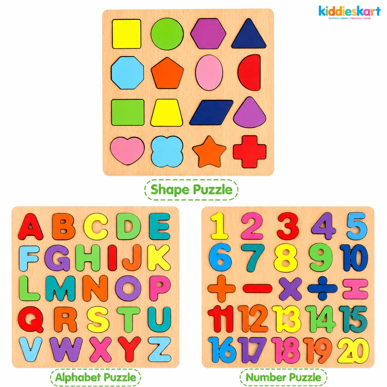 3-in-1 Wooden Educational Puzzle Board Set for Kids 3-in-1 Wooden Educational Puzzle Board Set for Kids