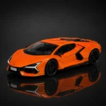 Orange Lamborghini model with dramatic lighting